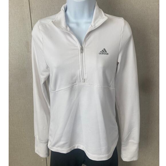 Adidas Quarter Zip White Pullover - Picture 1 of 3